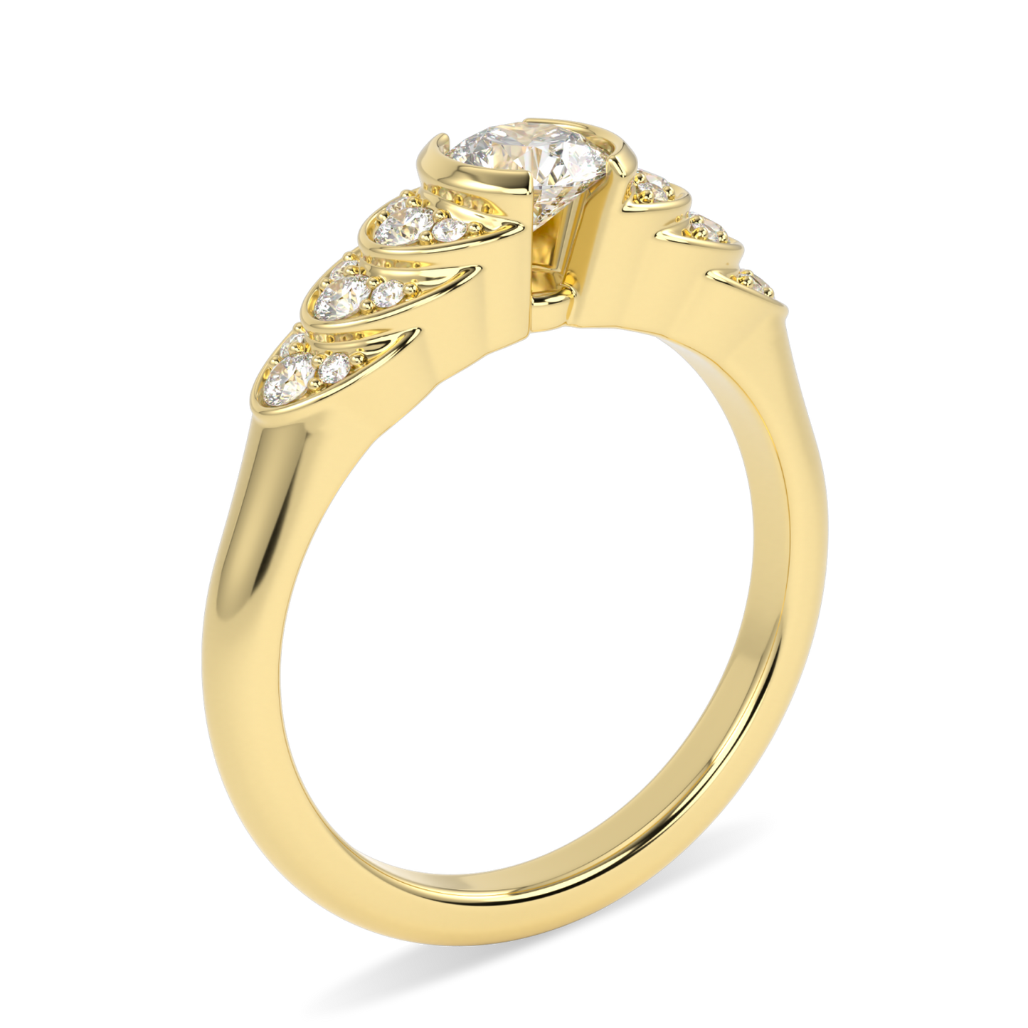 Cove Yellow Gold Round Brilliant Cut Diamond Engagement Ring 0.30cts