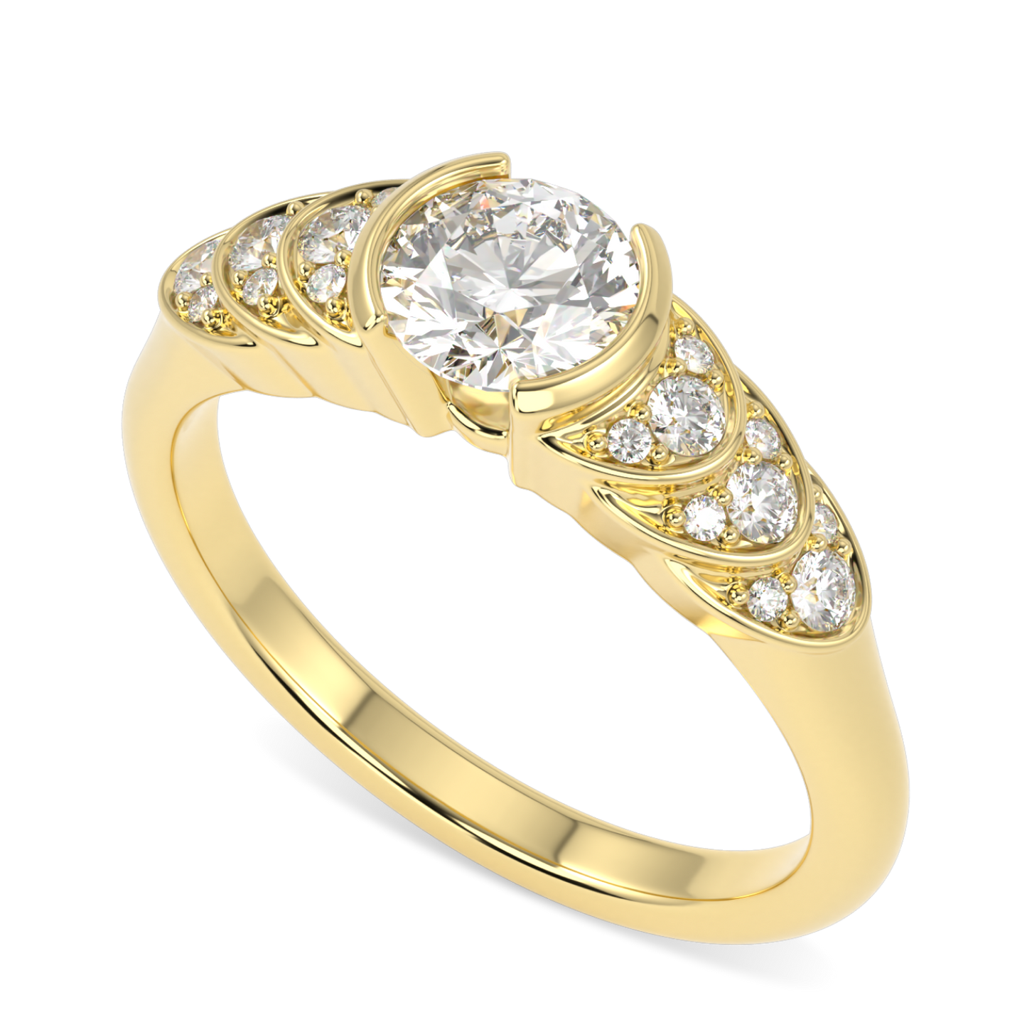 Cove Yellow Gold Round Brilliant Cut Diamond Engagement Ring 0.50cts