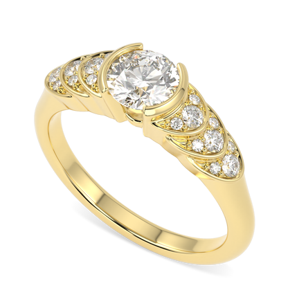 Cove Yellow Gold Round Brilliant Cut Diamond Engagement Ring 0.50cts