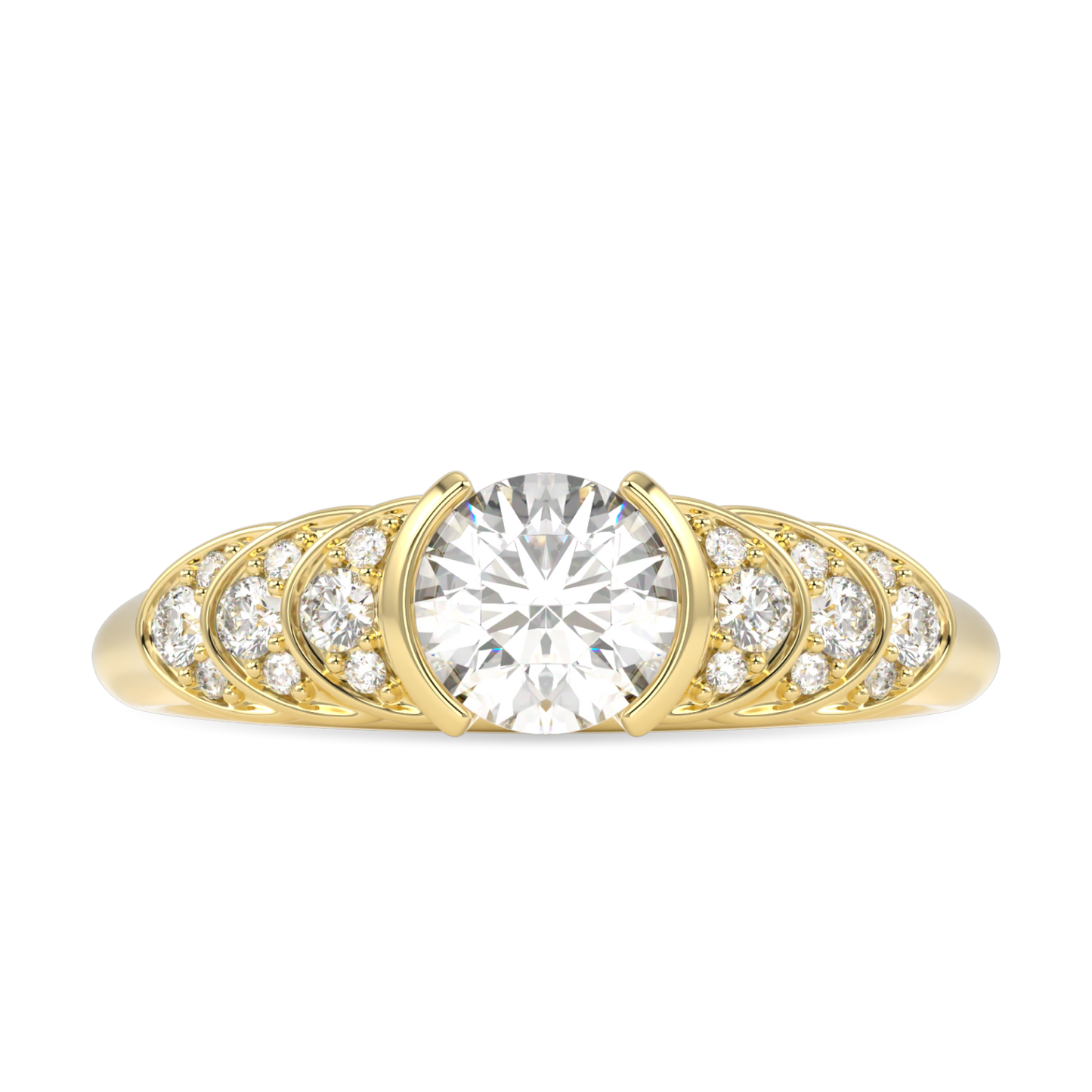 Cove Yellow Gold Round Brilliant Cut Diamond Engagement Ring 0.50cts