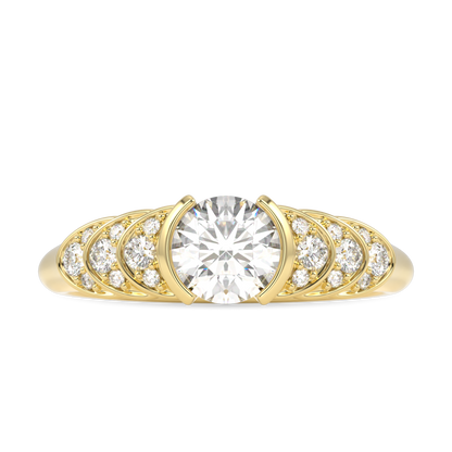 Cove Yellow Gold Round Brilliant Cut Diamond Engagement Ring 0.50cts