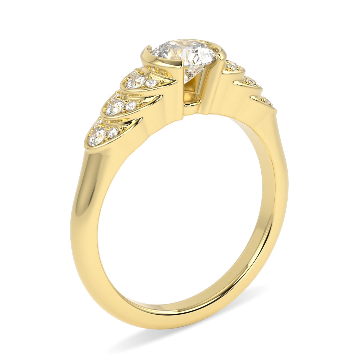 Cove Yellow Gold Round Brilliant Cut Diamond Engagement Ring 0.50cts