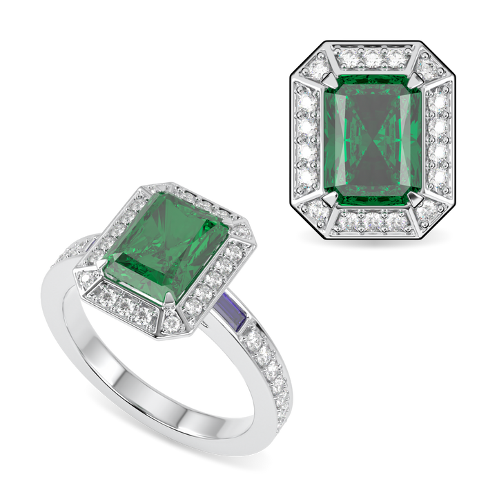 Empower White Gold Emerald Ring and Stud Earring Set