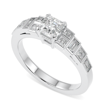 Force Platinum Ascher Cut Diamond Engagement Ring 0.50cts