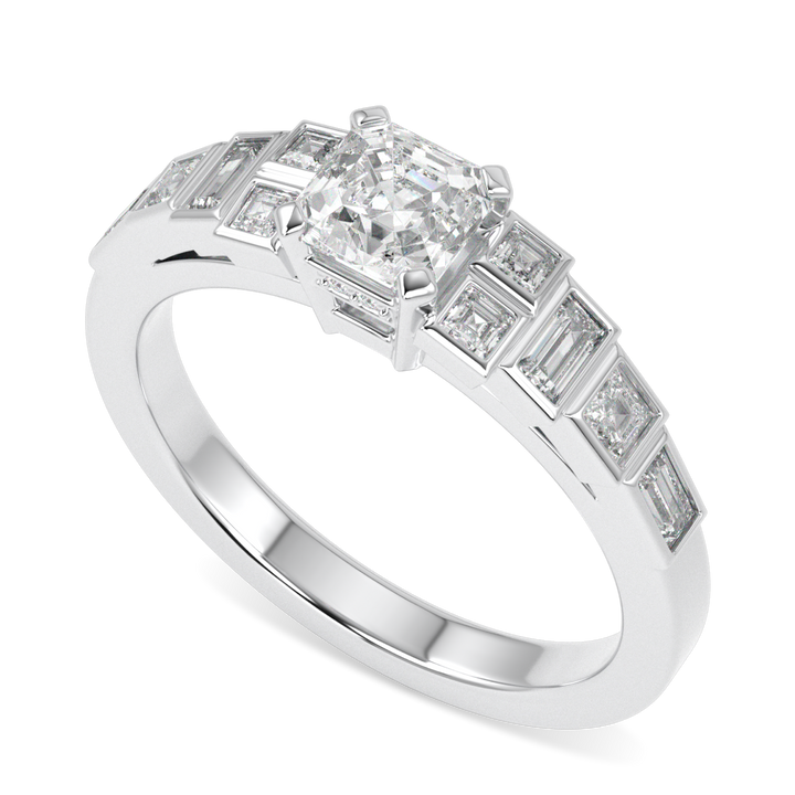 Force Platinum Ascher Cut Diamond Engagement Ring 0.50cts