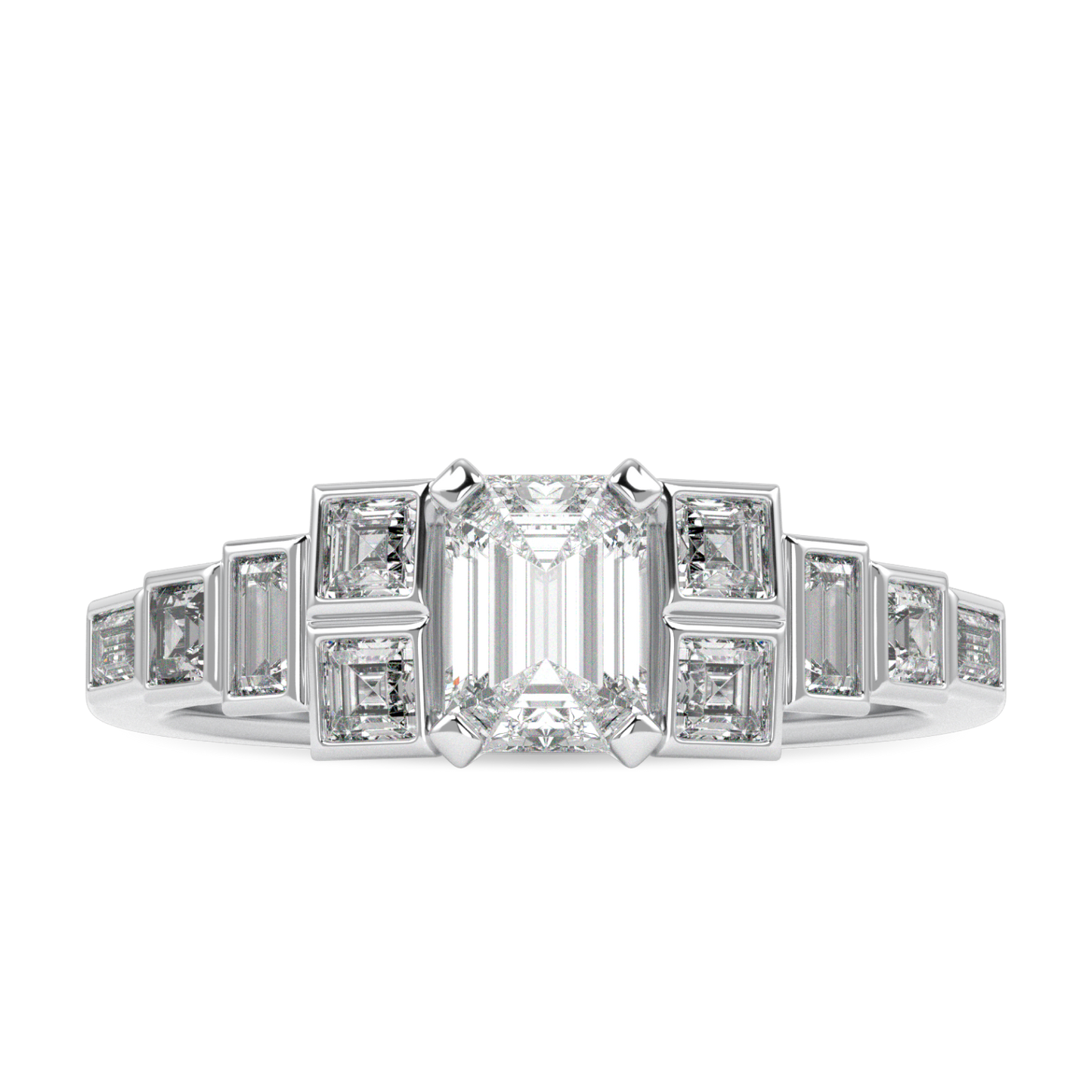 Force Platinum Emerald Cut Diamond Engagement Ring 0.50cts