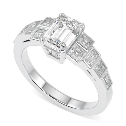 Force Platinum Emerald Cut Diamond Engagement Ring 1.00cts