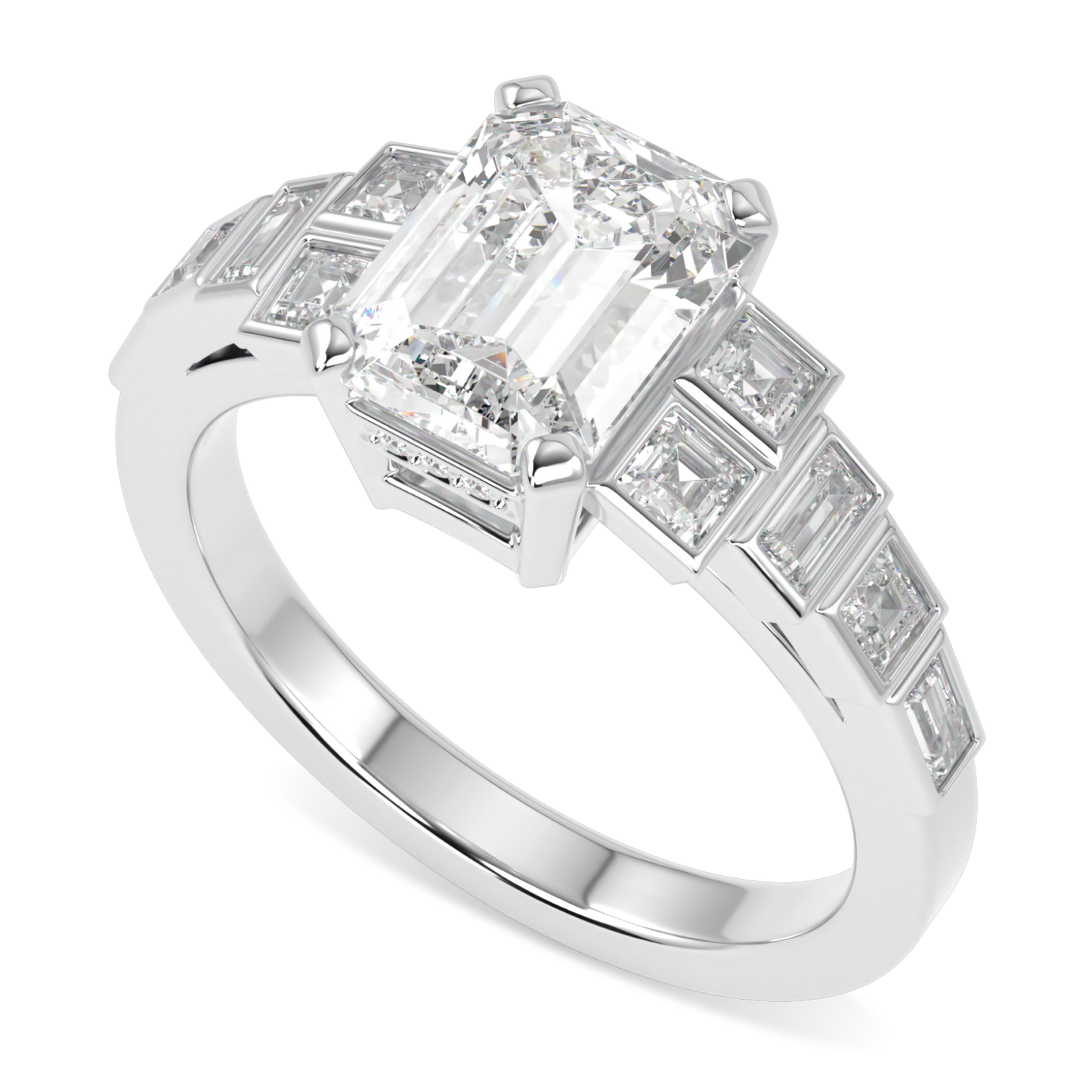 Force Platinum Emerald Cut Diamond Engagement Ring 1.80cts