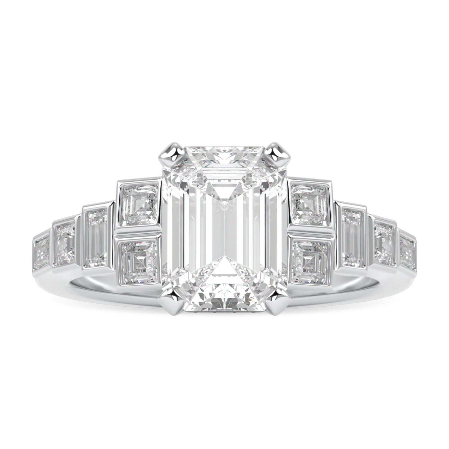 Force Platinum Emerald Cut Diamond Engagement Ring 1.80cts