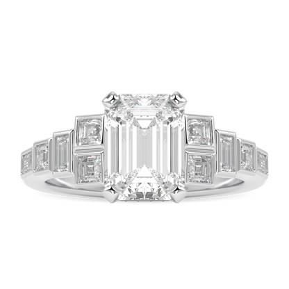 Force Platinum Emerald Cut Diamond Engagement Ring 1.80cts