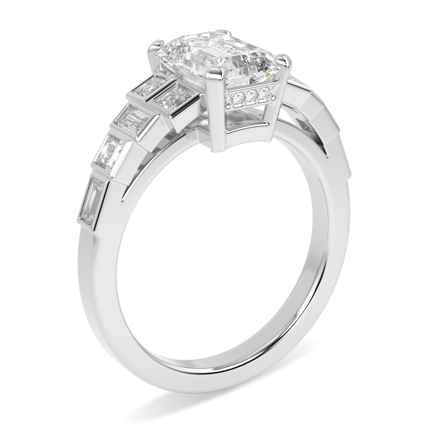 Force Platinum Emerald Cut Diamond Engagement Ring 1.80cts