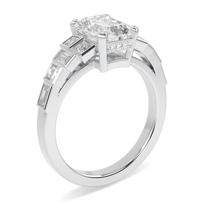 Force Platinum Emerald Cut Diamond Engagement Ring 1.80cts