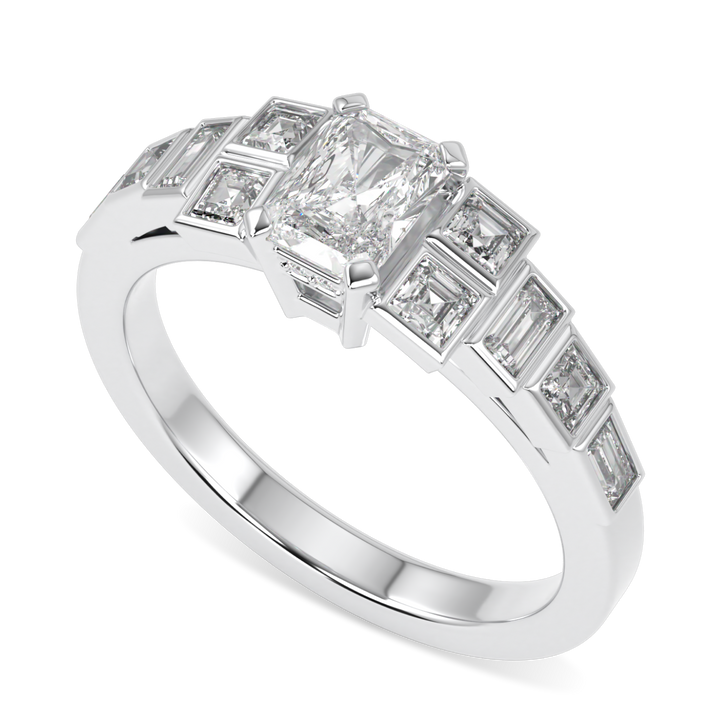 Force Platinum Radiant Cut Diamond Engagement Ring 0.50cts