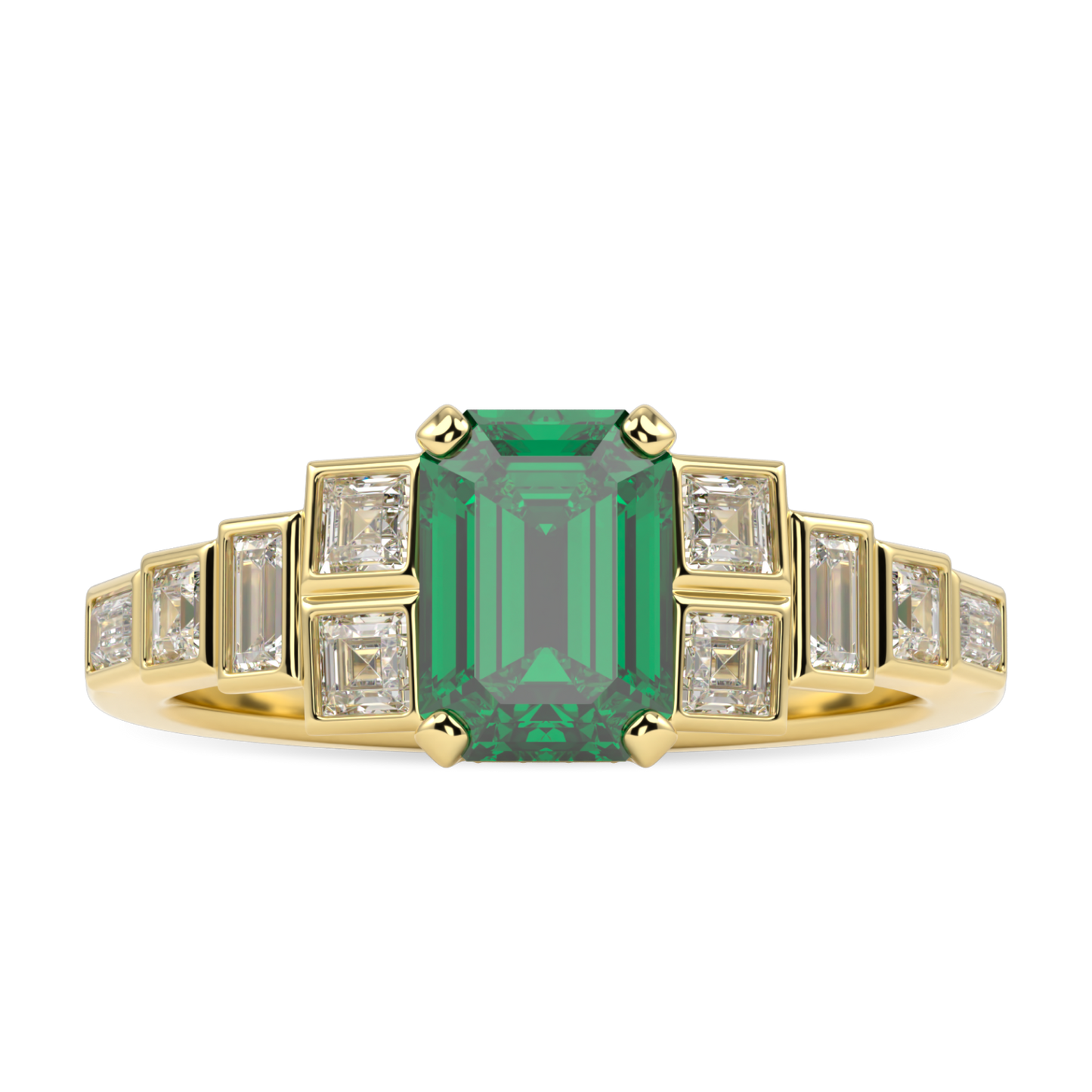 Force Yellow Gold Emerald and Diamond Engagement Ring 0.95cts