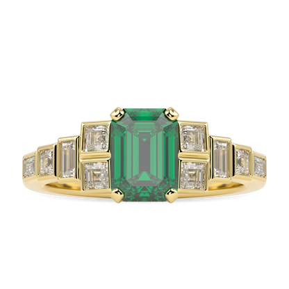 Force Yellow Gold Emerald and Diamond Engagement Ring 0.95cts