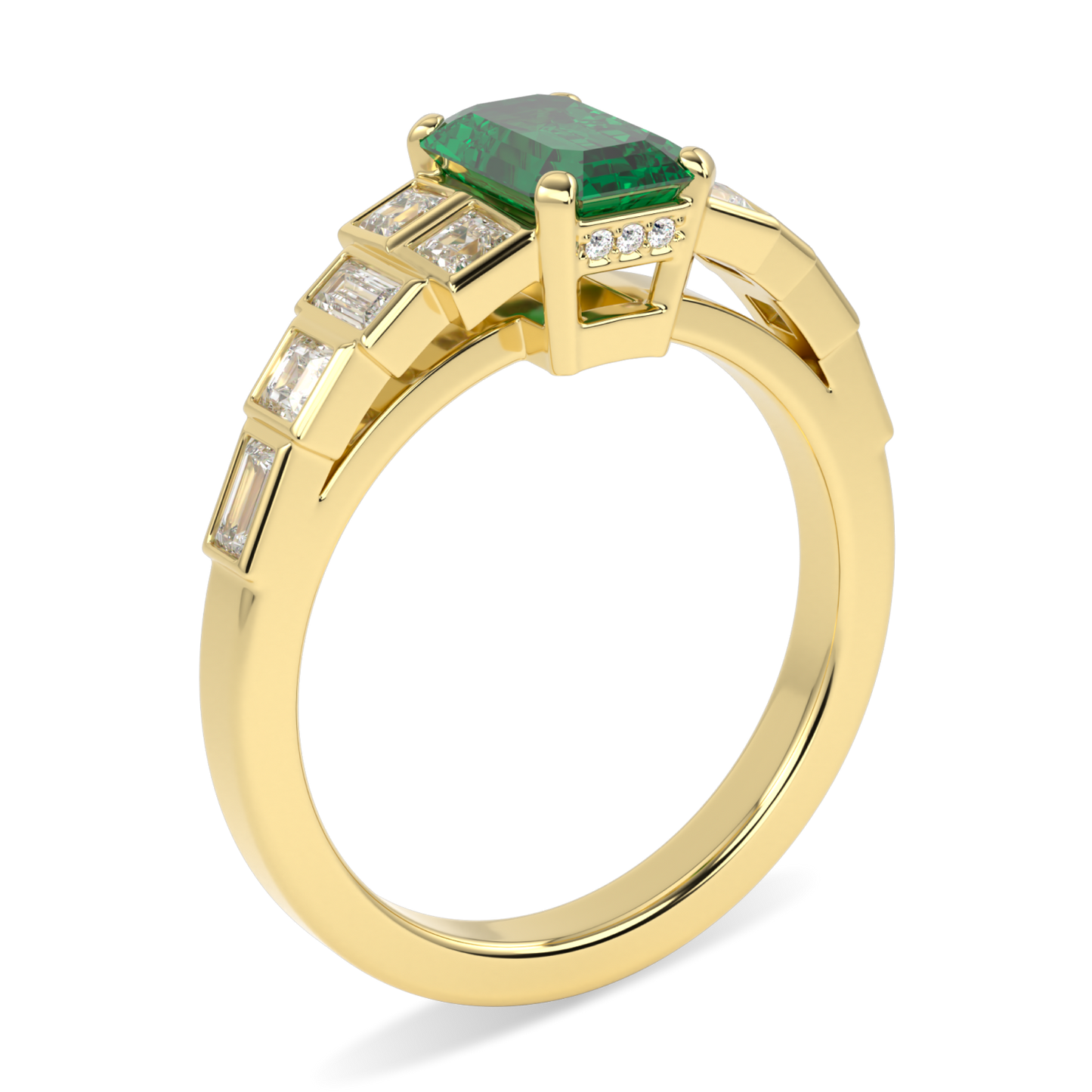 Force Yellow Gold Emerald and Diamond Engagement Ring 0.95cts