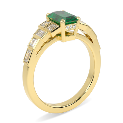 Force Yellow Gold Emerald and Diamond Engagement Ring 0.95cts