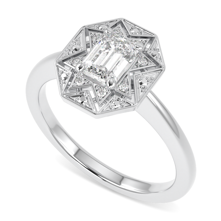 Hawthorn Platinum Emerald Cut Diamond Engagement Ring 0.50cts