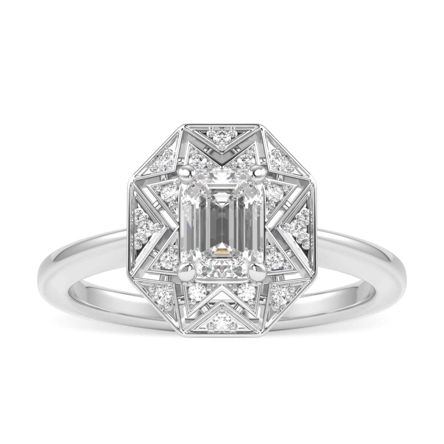 Hawthorn Platinum Emerald Cut Diamond Engagement Ring 0.50cts