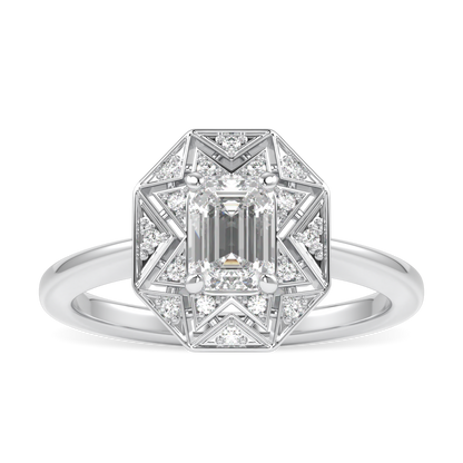 Hawthorn Platinum Emerald Cut Diamond Engagement Ring 0.50cts