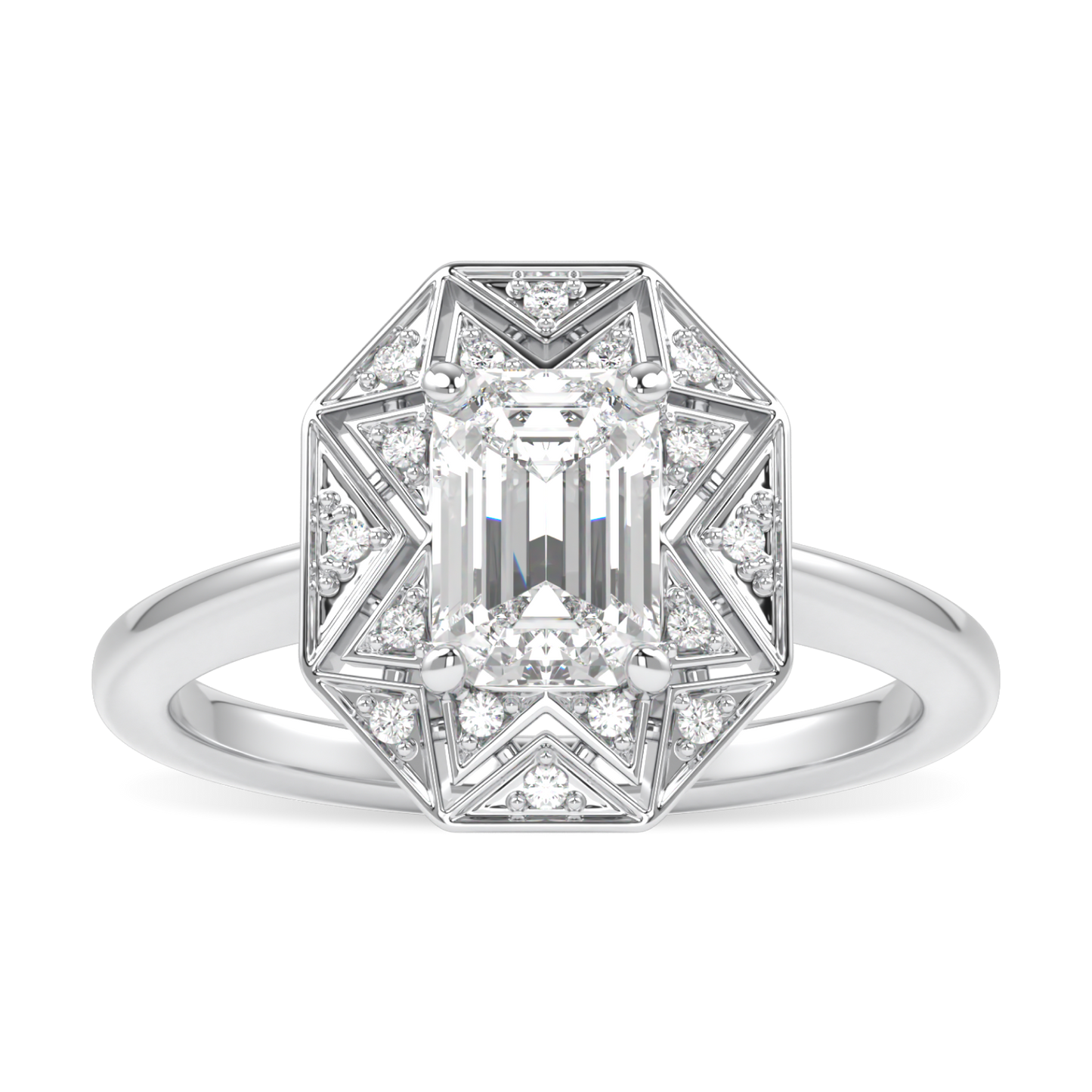 Hawthorn Platinum Emerald Cut Diamond Engagement Ring 0.80cts