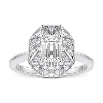 Hawthorn Platinum Emerald Cut Diamond Engagement Ring 0.80cts