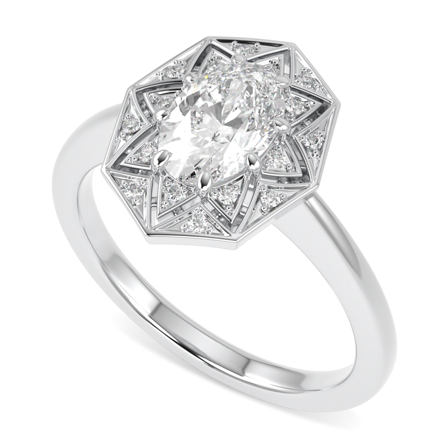 Hawthorn Platinum Oval Diamond Engagement Ring 1.00cts