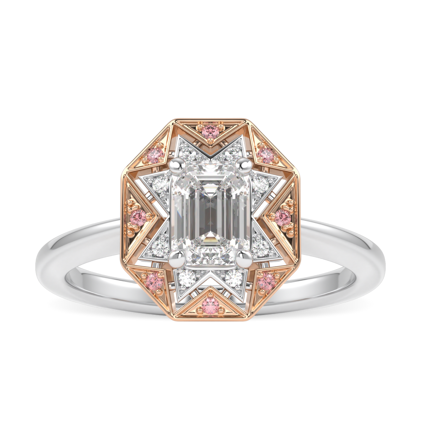 Hawthorn Rose Gold And Platinum Emerald Cut Diamond Engagement Ring 0.50cts