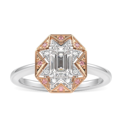 Hawthorn Rose Gold And Platinum Emerald Cut Diamond Engagement Ring 0.50cts