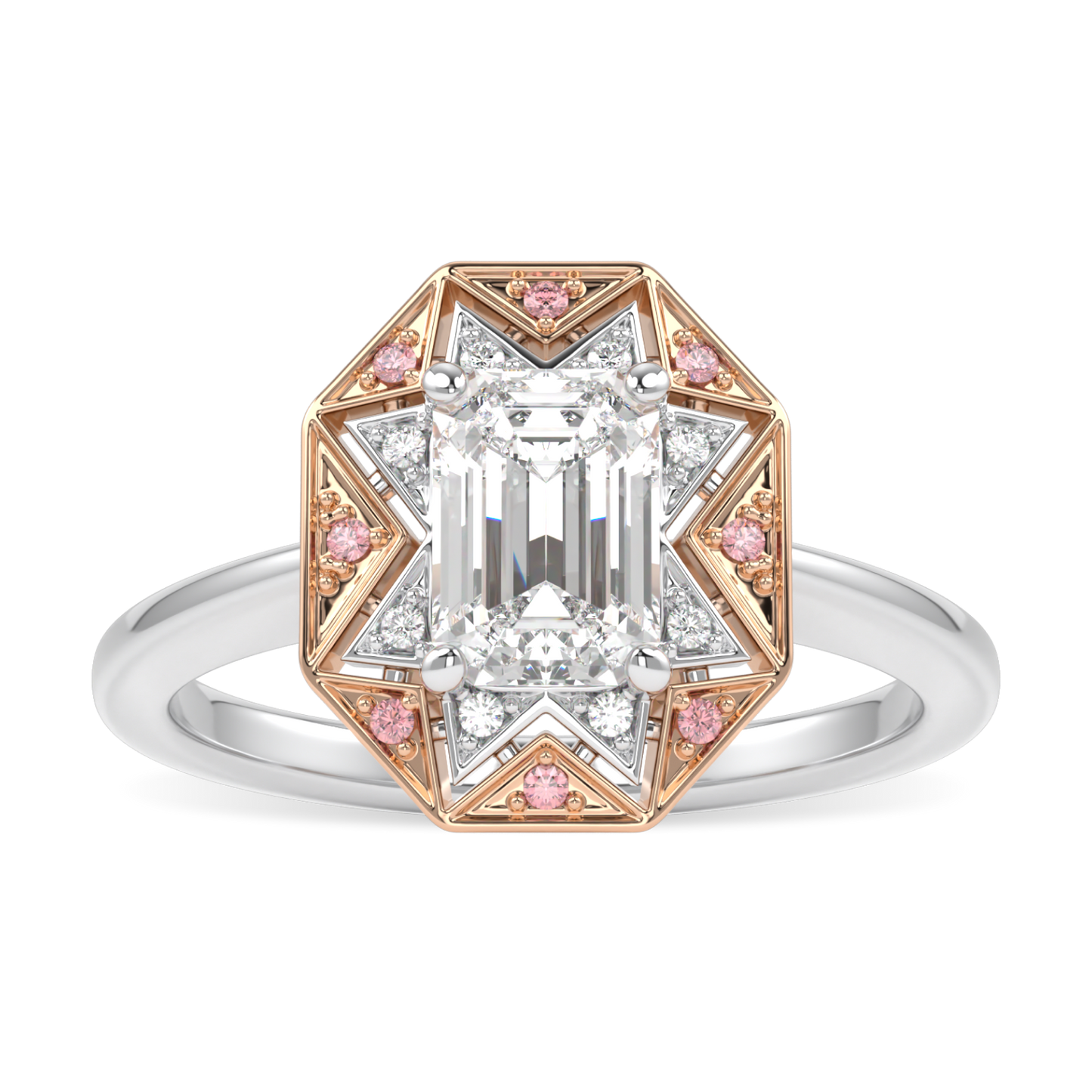 Hawthorn Rose Gold And Platinum Emerald Cut Diamond Engagement Ring 0.80cts