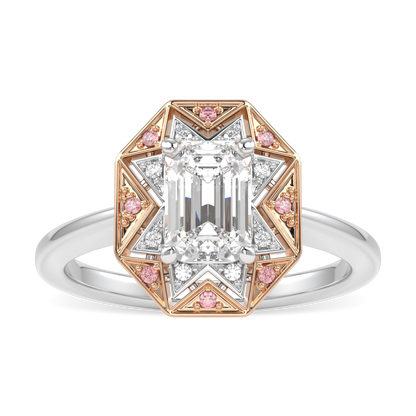 Hawthorn Rose Gold And Platinum Emerald Cut Diamond Engagement Ring 0.80cts