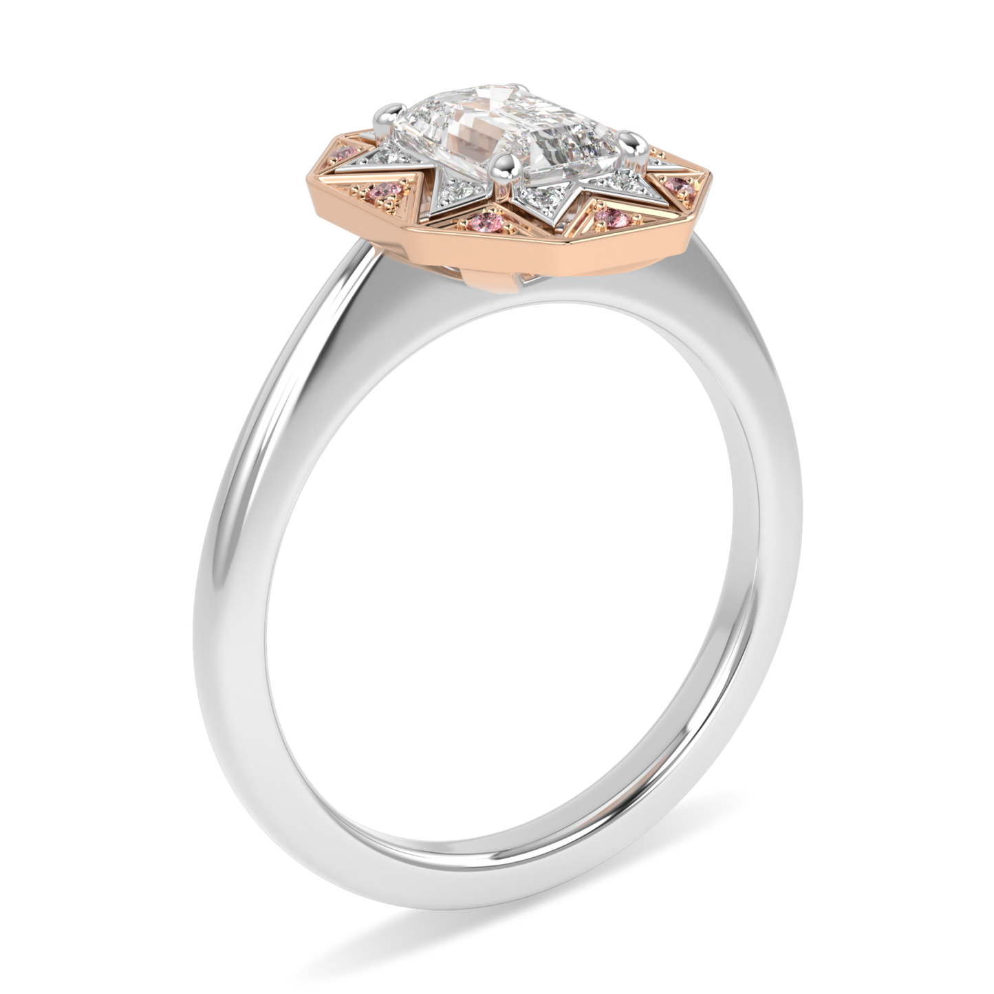 Hawthorn Rose Gold And Platinum Emerald Cut Diamond Engagement Ring 0.80cts