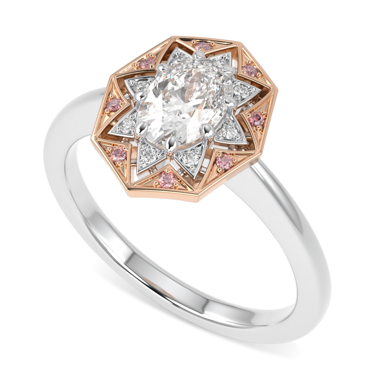 Hawthorn Rose Gold And Platinum Oval Diamond Engagement Ring 0.50cts