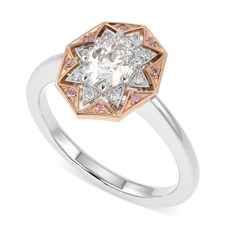 Hawthorn Rose Gold And Platinum Oval Diamond Engagement Ring 0.50cts