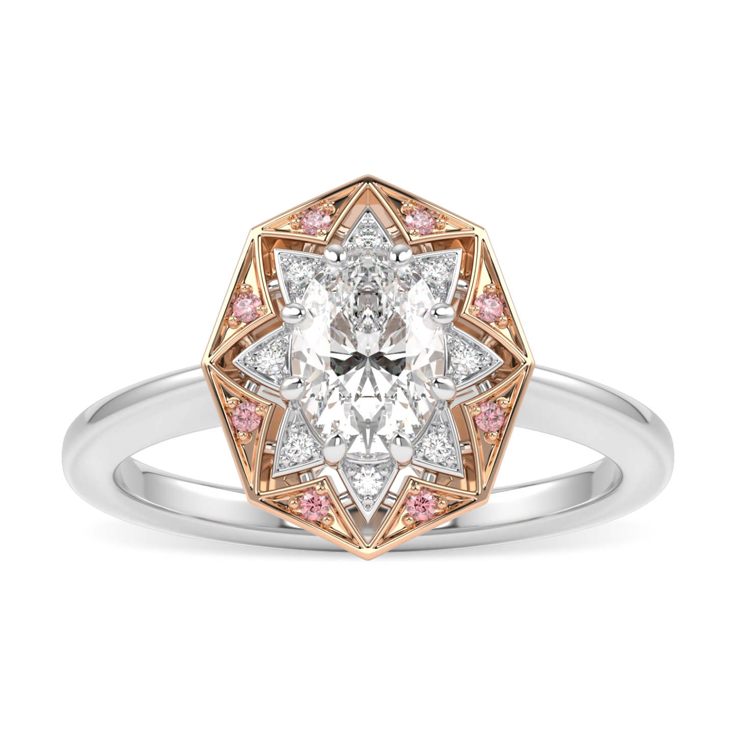 Hawthorn Rose Gold And Platinum Oval Diamond Engagement Ring 0.50cts