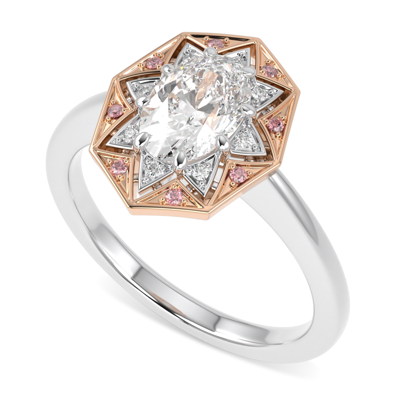 Hawthorn Rose Gold And Platinum Oval Diamond Engagement Ring 1.00cts