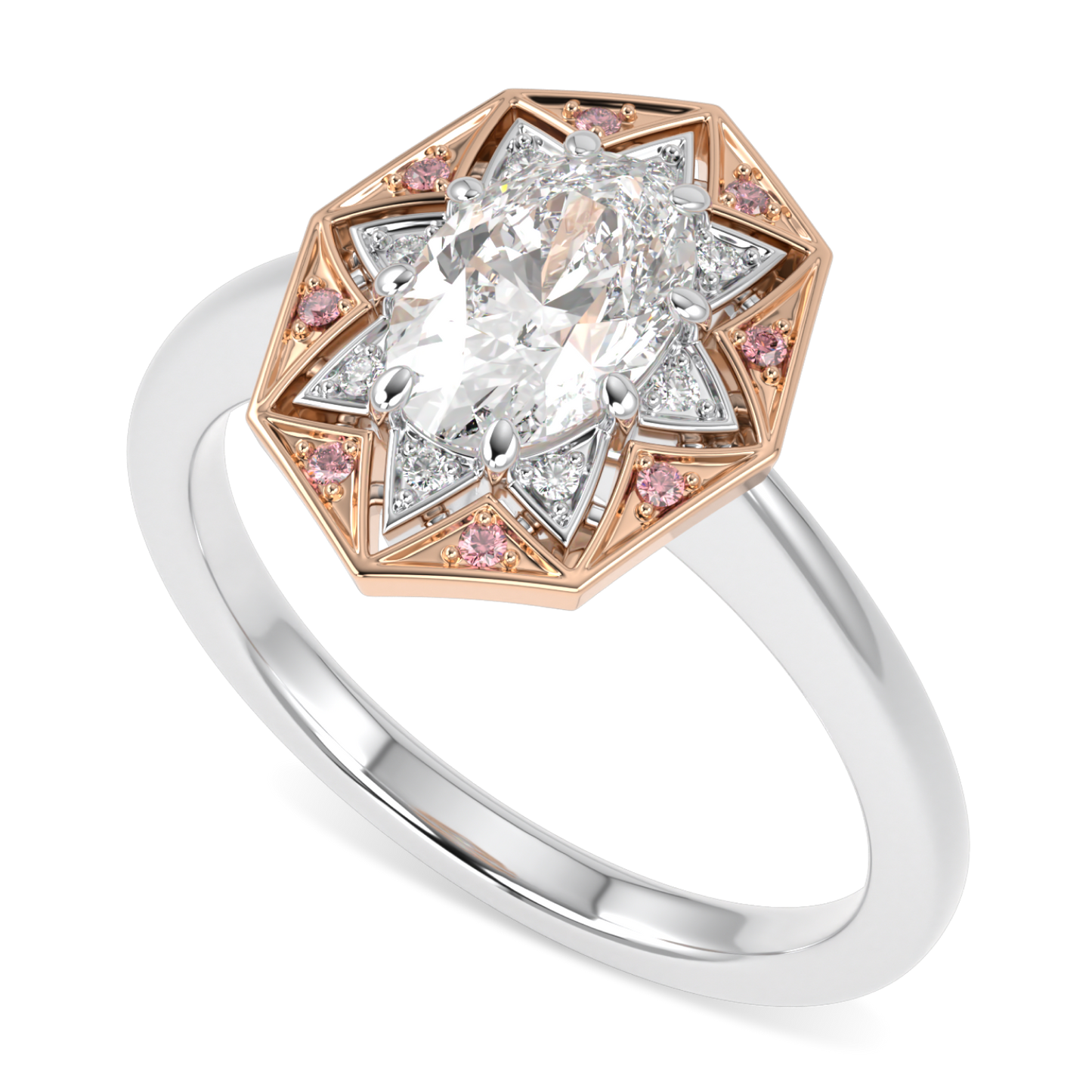 Hawthorn Rose Gold And Platinum Oval Diamond Engagement Ring 1.00cts