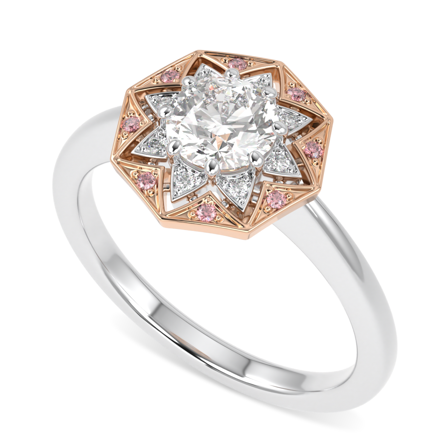 Hawthorn Rose Gold And Platinum Round Brilliant Cut Diamond Engagement Ring 0.50cts