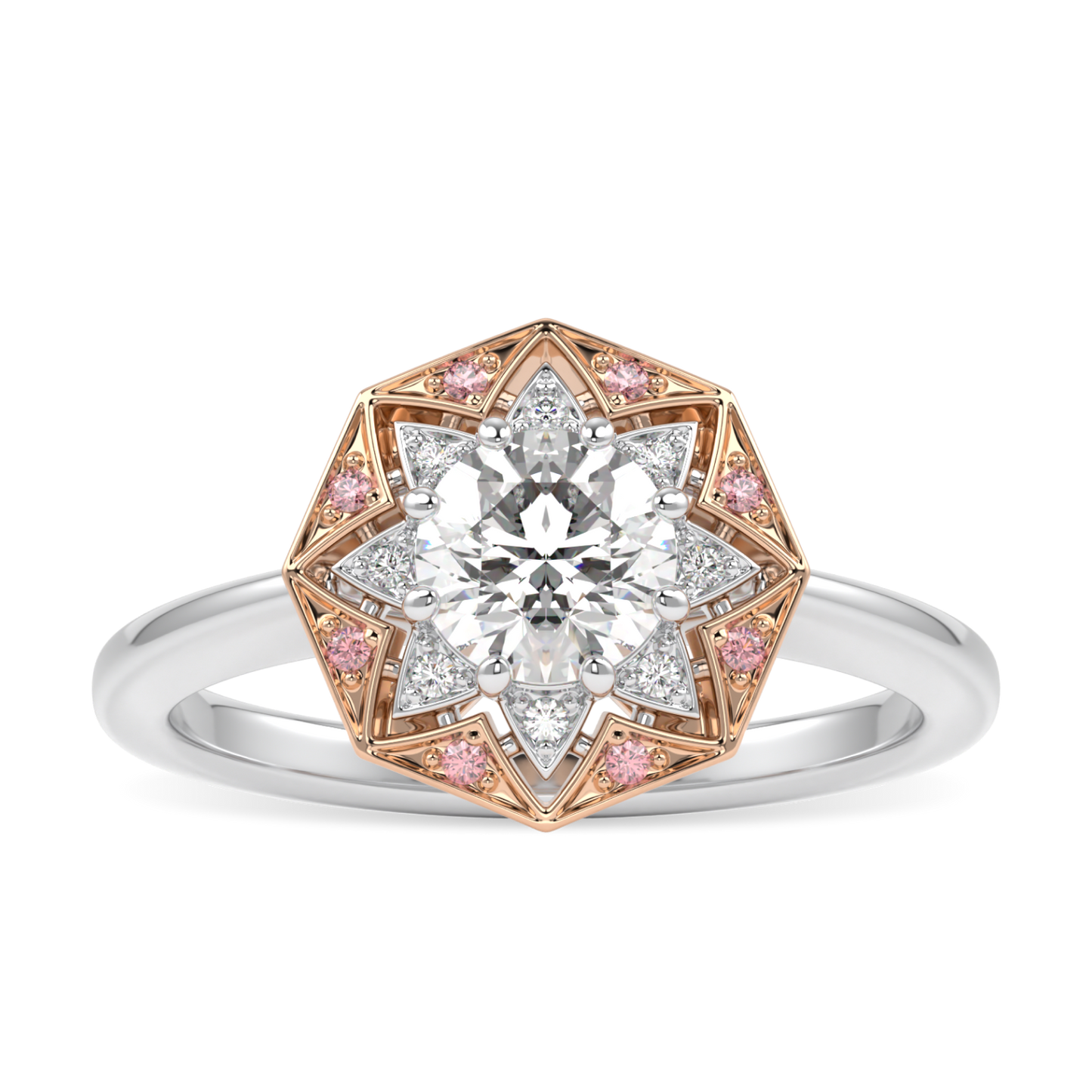 Hawthorn Rose Gold And Platinum Round Brilliant Cut Diamond Engagement Ring 0.50cts