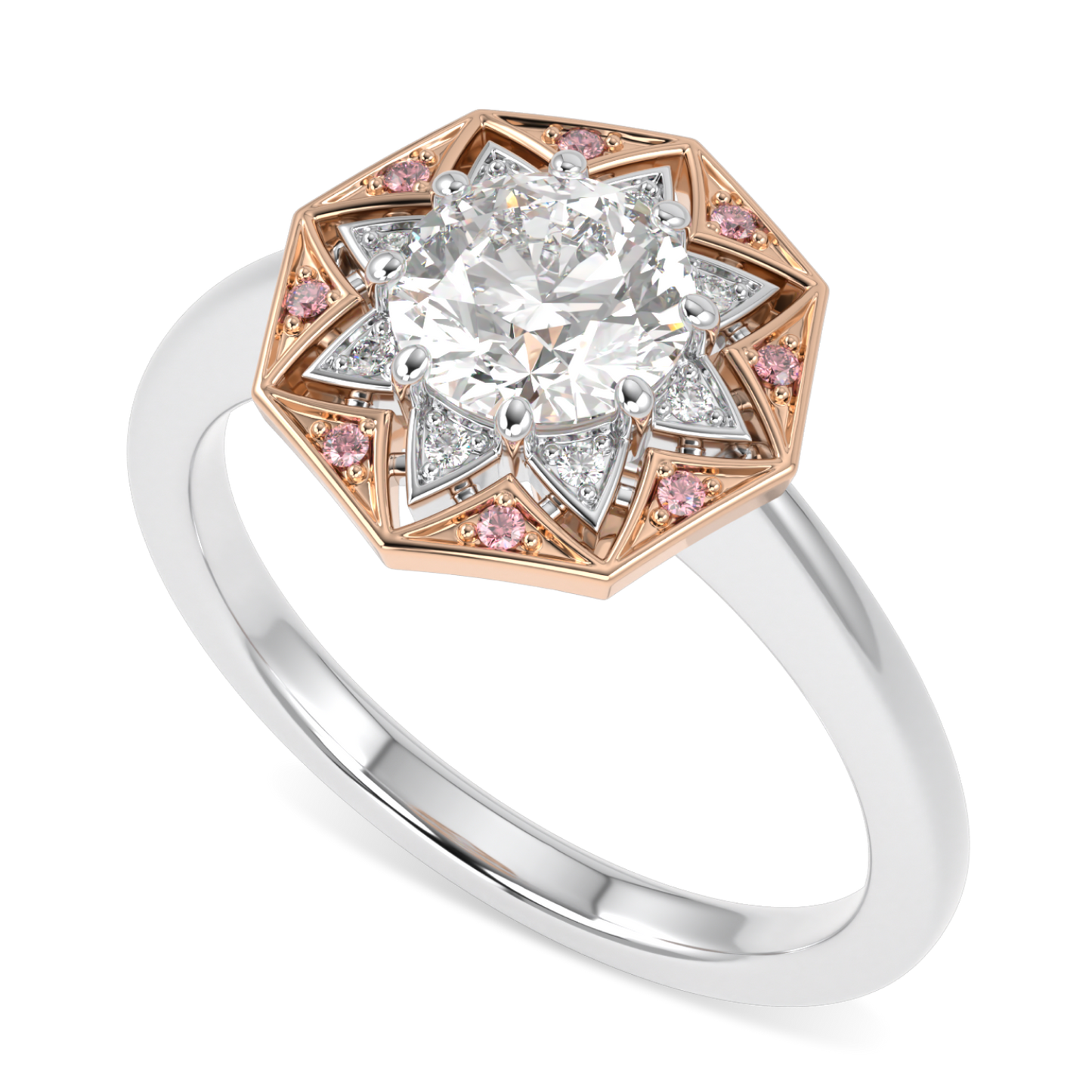 Hawthorn Rose Gold And Platinum Round Brilliant Cut Diamond Engagement Ring 0.70cts