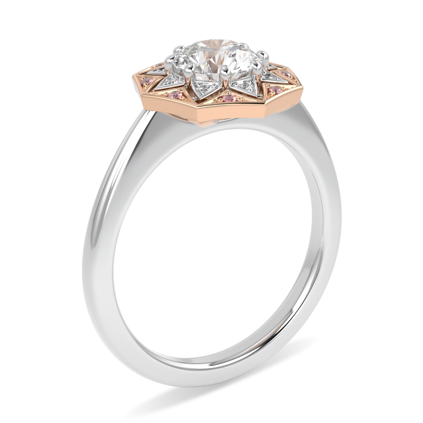 Hawthorn Rose Gold And Platinum Round Brilliant Cut Diamond Engagement Ring 0.70cts