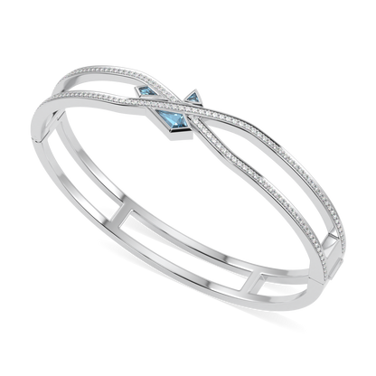 Neo Aquamarine Double Row Diamond Bangle