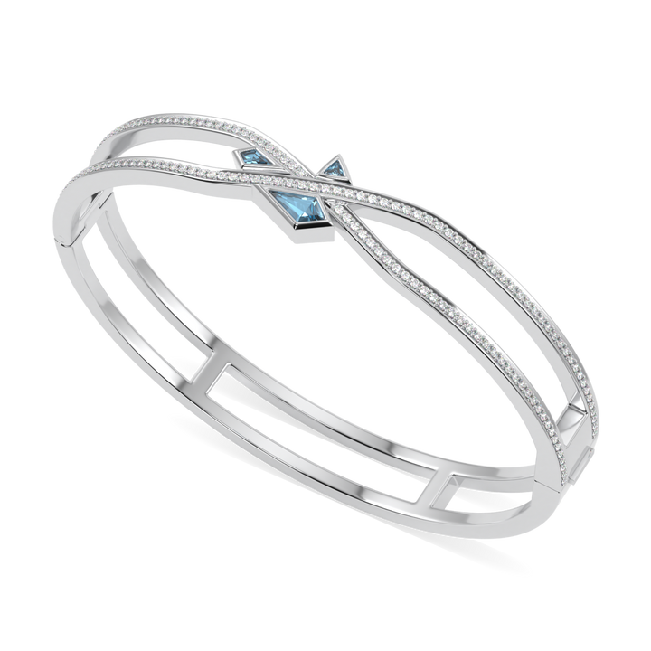 Neo Aquamarine Double Row Diamond Bangle