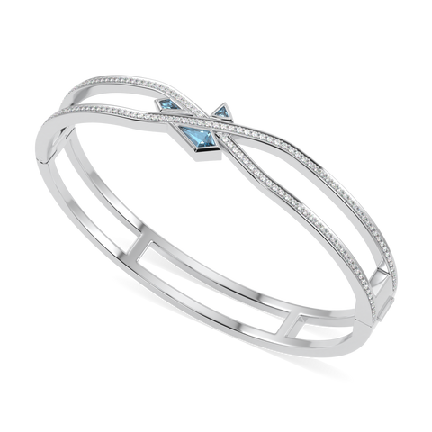 Neo Aquamarine Double Row Diamond Bangle