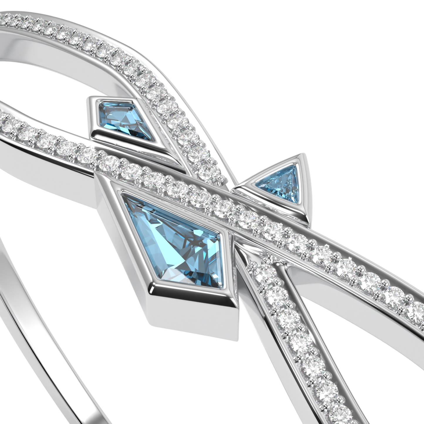 Neo Aquamarine Double Row Diamond Bangle