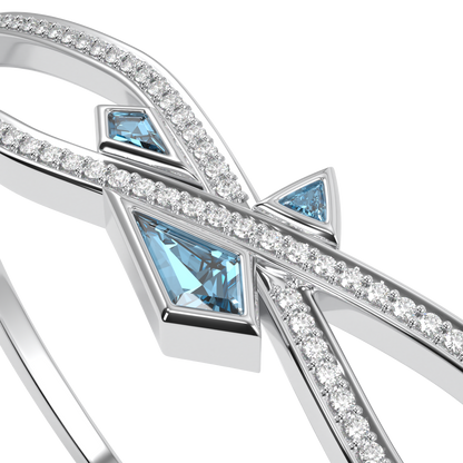 Neo Aquamarine Double Row Diamond Bangle