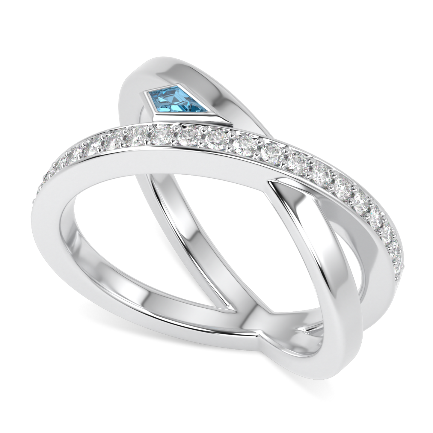 Neo Small White Gold Aquamarine Diamond Ring