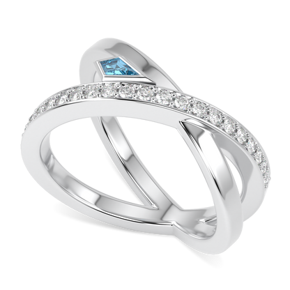 Neo Small White Gold Aquamarine Diamond Ring