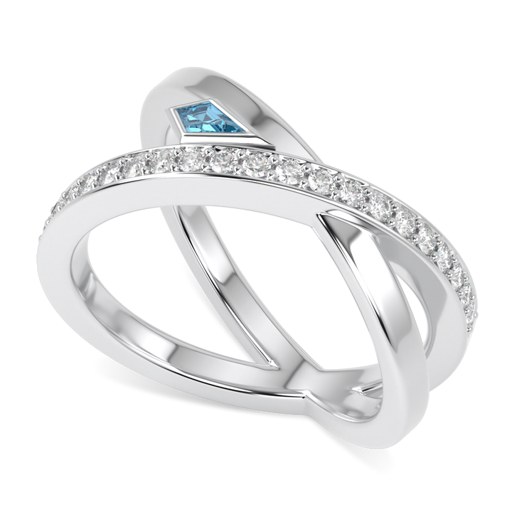 Neo Small White Gold Aquamarine Diamond Ring