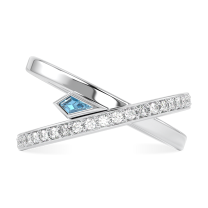 Neo Small White Gold Aquamarine Diamond Ring